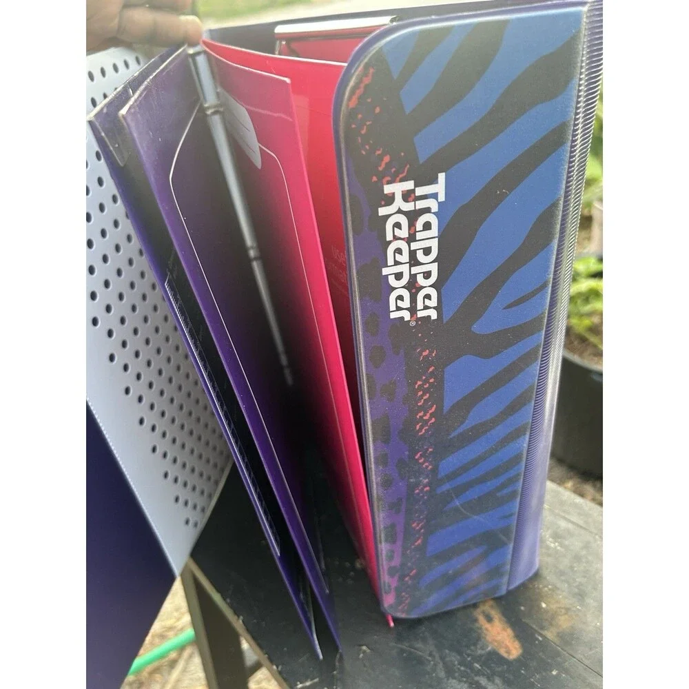 Trapper Keeper Portfolio Multicolor Animal Print Vintage Retro 12x9.25 Binder